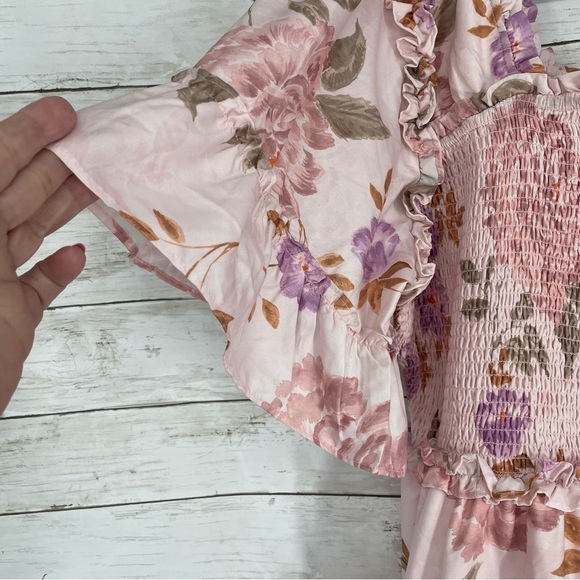 JessaKae Pink Floral Boho Maxi Dress Plus Size 2X Smocking Tiered NWT - Picture 6 of 10